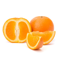 Sliced orange fruit segments  isolated on white background