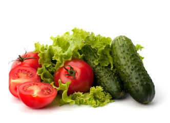 Tomato, cucumber vegetable and lettuce salad