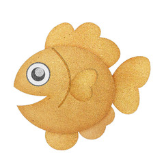Recycled paper texture fish illustration isolated on white