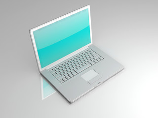 professional Laptop on gray background with reflection