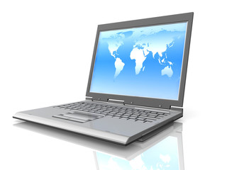 professional Laptop on white background with reflection