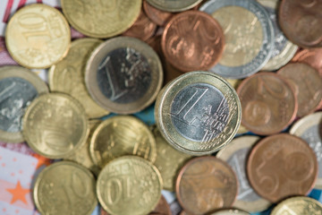 euro coins and notes