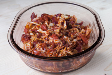 Stewed savoy cabbage with onions