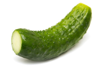 salted cucumber on white background