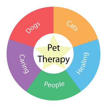 Pet Therapy circular concept with colors and star