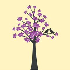 carte avec arbre floral, fond d& 39 amour de vecteur