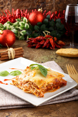 Lasagna with tomato and bechamel sauce - 45750352