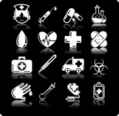 Health Care Icon Set Black-And-White