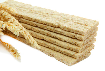 tasty crispbread and ears, isolated on white