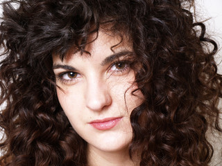 Young woman with curly hair