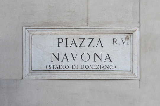 Fototapeta Street plate of famous Piazza Navona. Rome. Italy.
