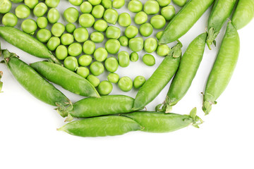 Green peas isolated on white