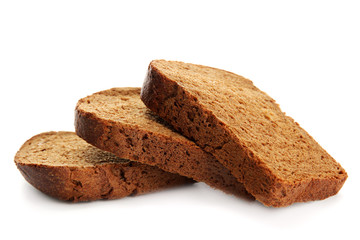 tasty sliced rye bread, isolated on white