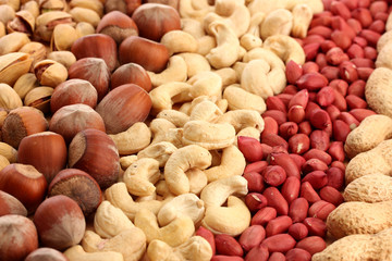 assortment of tasty nuts, close up