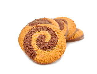Chocolate cookies isolated on white background