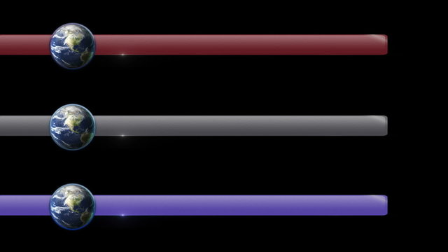 3 Earth Lower Thirds, with Alpha Channel - HD1080