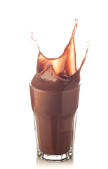 splash of chocolate in a glass