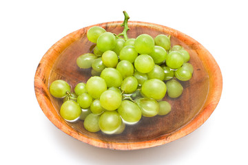 White grape in bamboo bowl