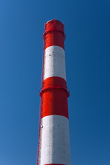 Red-white factory chimney
