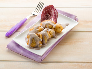 fried cauliflower with cream sauce