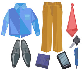 office worker clothes and things set