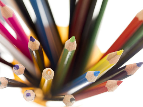 stacked of colorful pencil