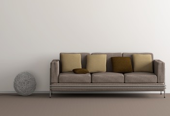 Sofa mit braunen Kissen