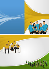 Colorful template for advertising brochure with business people