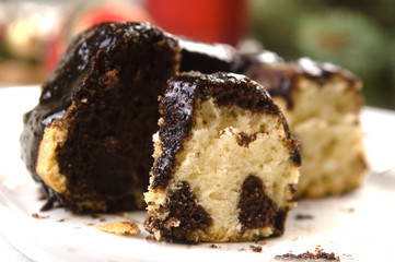 Christmas chocolate cake with decoration
