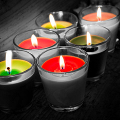 candles b/w & colors
