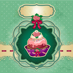 Dessert rose green background