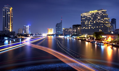 Fototapeta premium City and the river in the night time.