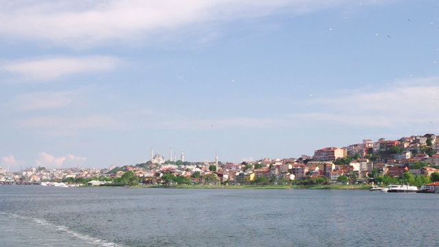 Golden Horn, Eminonu Harbor in Istanbul, Turkey at summer day