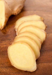 Slices of fresh ginger