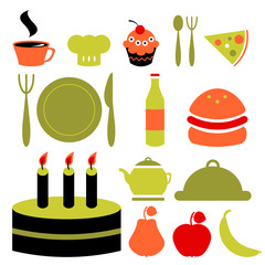 Various food icons set