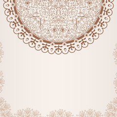 Beige Card with Half Silhouette Flower Element