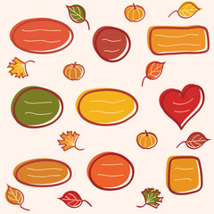 Collection of  autumn  text frames with leaves and pumpkins