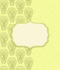 Green Yellow Invitation Card with Vignette Label