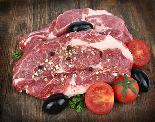 raw steak with spice