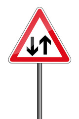 Warnschild RAL 3001 signalrot freigestellt - Gegenverkehr