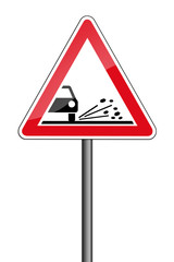 Warnschild RAL 3001 signalrot freigestellt - Split, Schotter