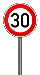 Verkehrsschild Geschwindigkeitsbegrenzung 30km/h