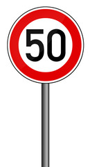 Verkehrsschild Geschwindigkeitsbegrenzung 50km/h