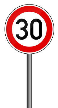 Verkehrsschild Geschwindigkeitsbegrenzung 30km/h