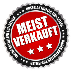 Button "Meist verkauft" Rot/Schwarz/Silber