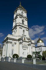 Obraz premium Trinity cathedral and bell tower in Pochaev Lavra, Ukraine