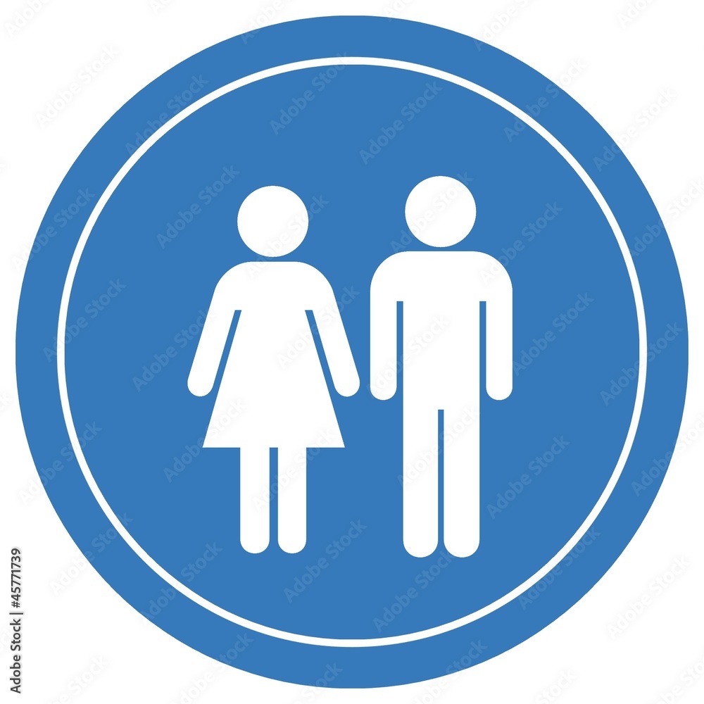 Sticker Couple dans un panneau rond bleu