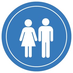 Couple dans un panneau rond bleu