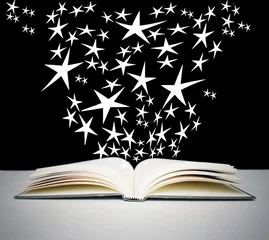 Fototapeten Open book and bright stars © vali_111