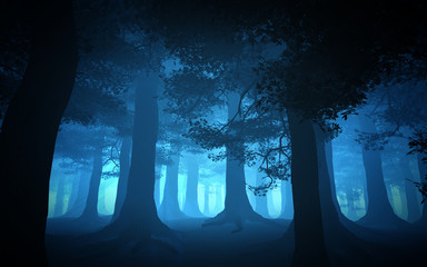 Fototapeta premium dark blue forest